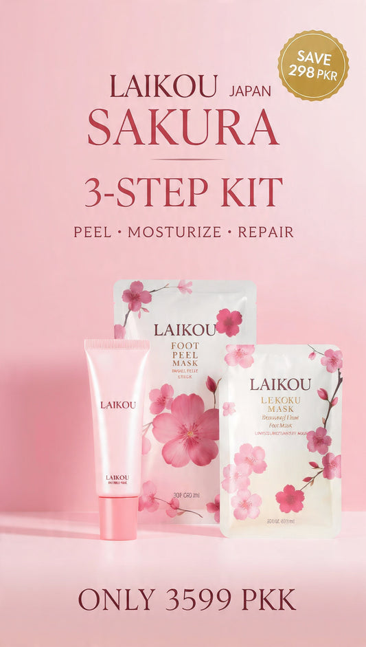 LAIKOU Japan Sakura 3-Step Foot Care Kit - Save 298 PKR